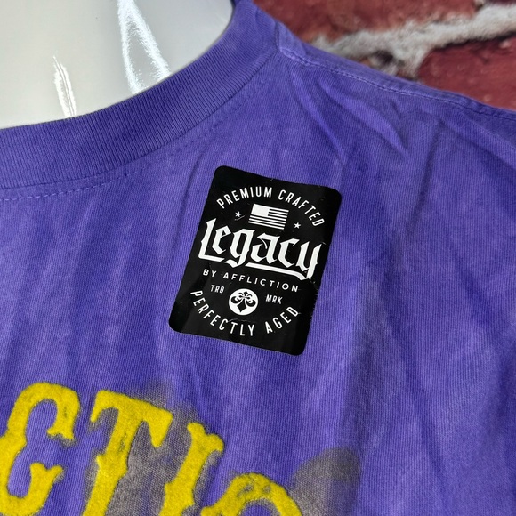 Legacy By Affliction Men's Graphic T-shirt -Purple /Yellow -Size: M / XL - NWT - Picture 3 of 9